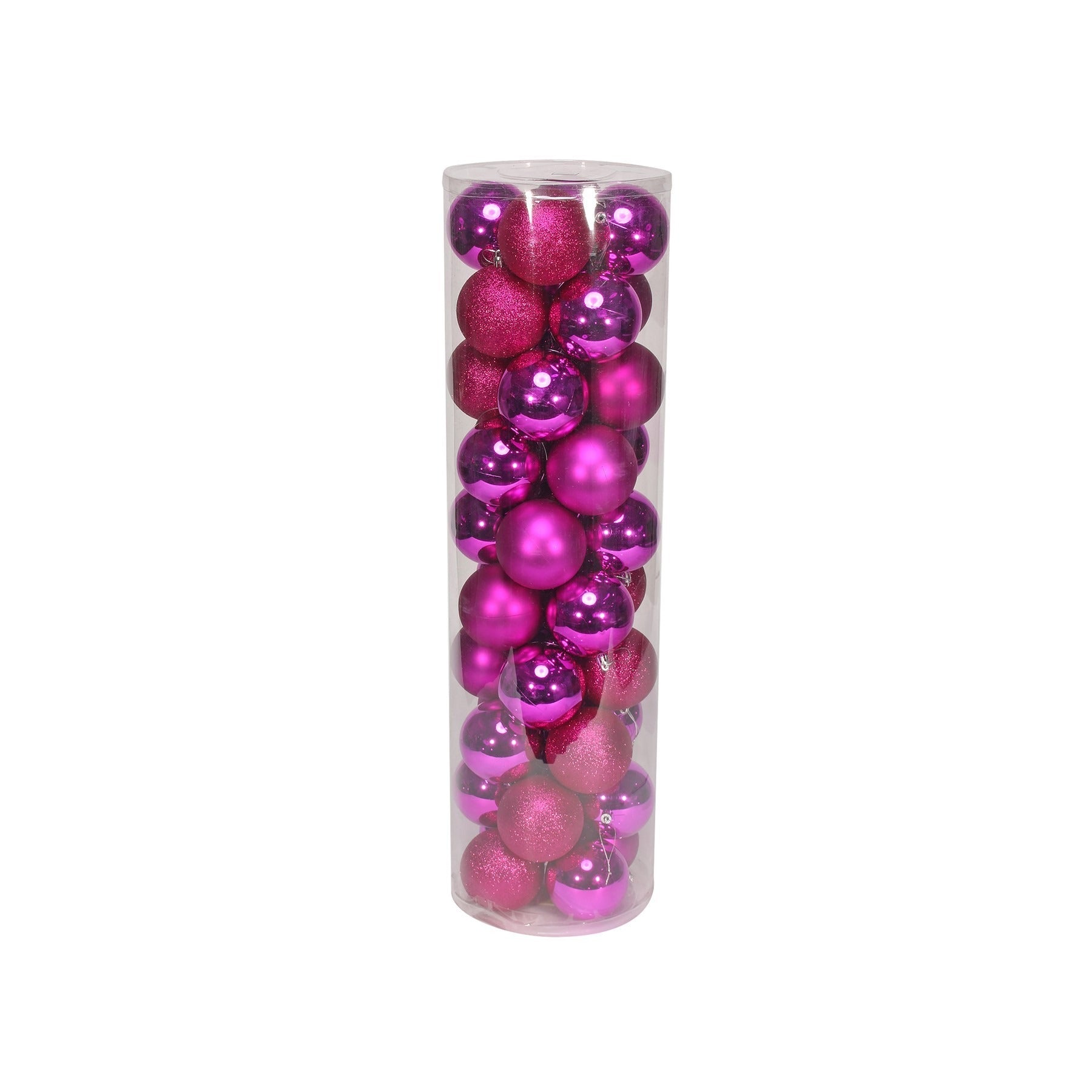 View 40 Hot Pink Baubles in Matt Shiny Glitter Finish 8cm information