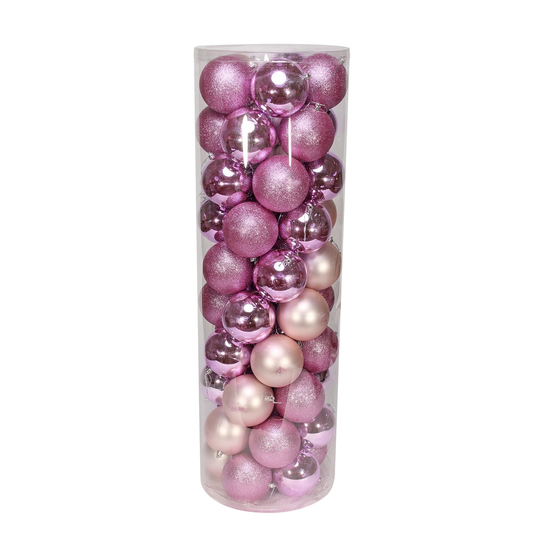 View 50 Pink Baubles in Matt Shiny Glitter Finish 10cm information