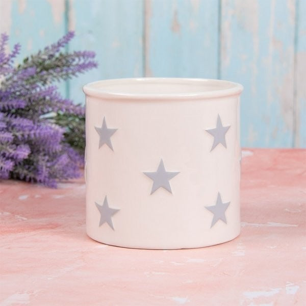 View White and Grey Stars Planter 14 x 13cm information