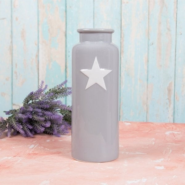 View Grey and White Star Vase 30cm information