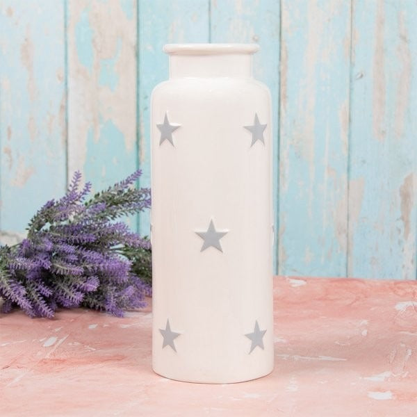 View White and Grey Stars Vase 30cm information