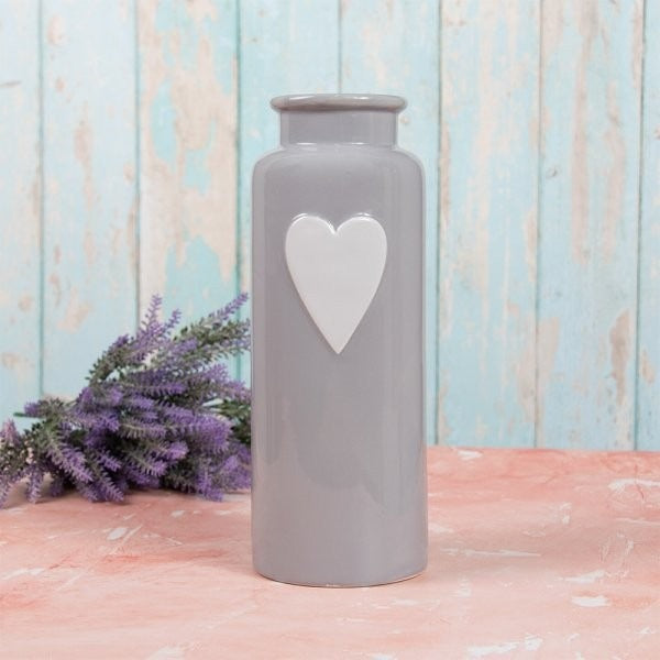 View Grey and White Heart Vase 30cm information