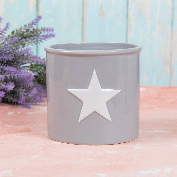 View Grey and White Star Planter 14 X 13cm information