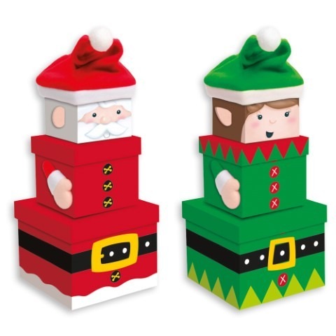 View Assorted Stackable Boxes Elf Santa information