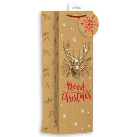 View Kraft Reindeer Christmas Bottle Bag information