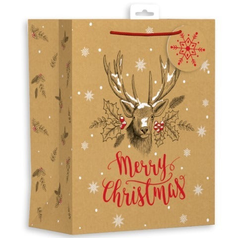 View Large Kraft Reindeer Christmas Gift Bag information