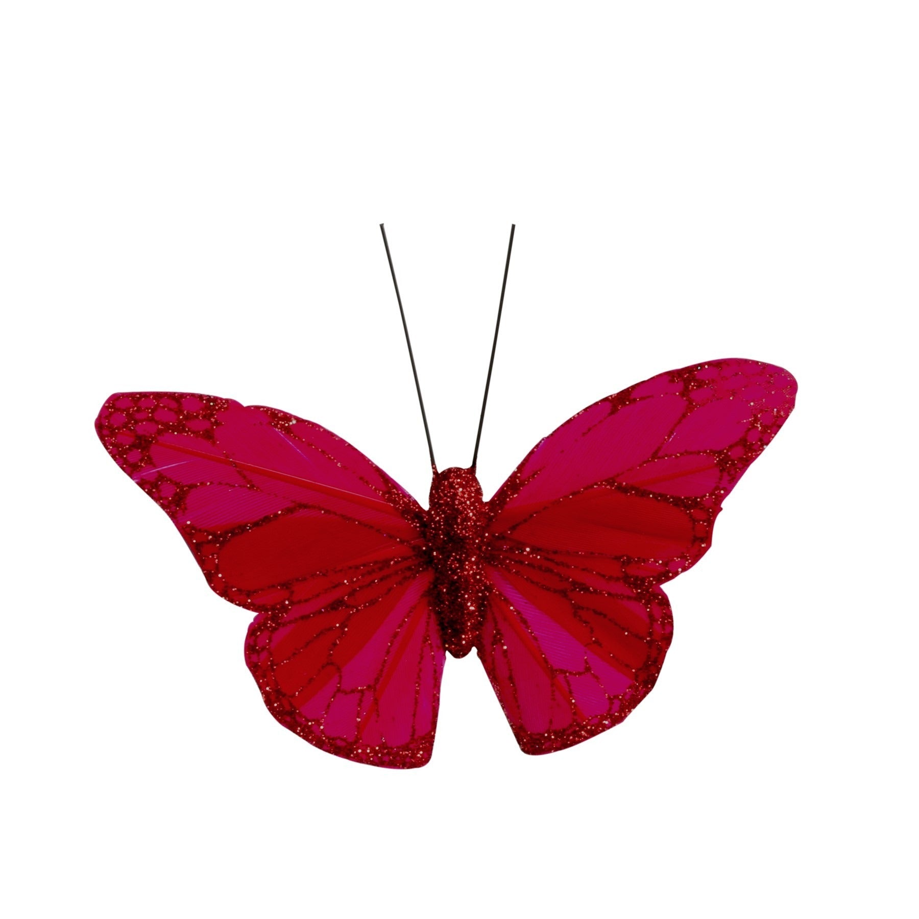 View 8cm Red Feather Glitter Butterfly Pack of 12 information