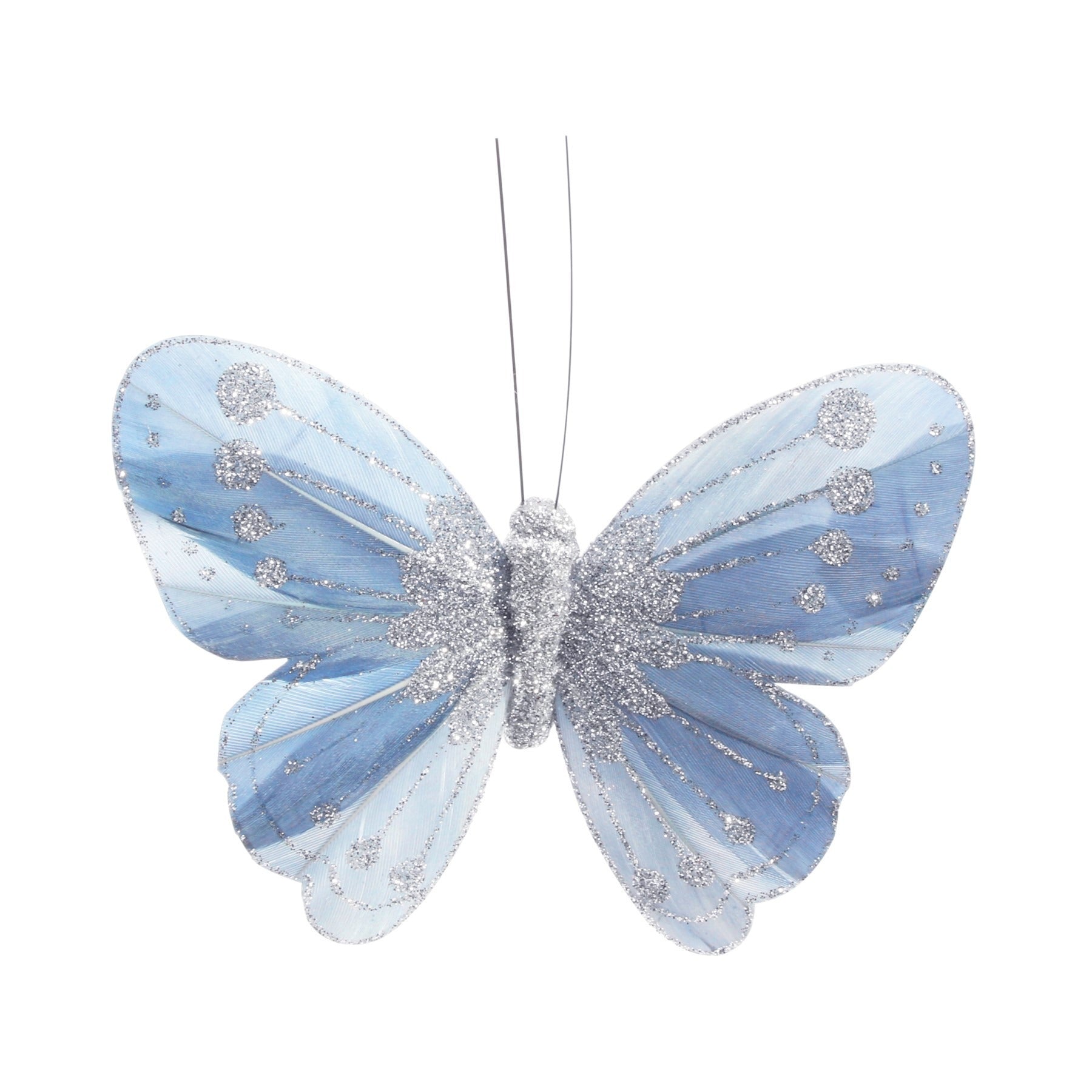 View 115cm Shaded Blue Feather Glitter Butterfly Pack of 12 information