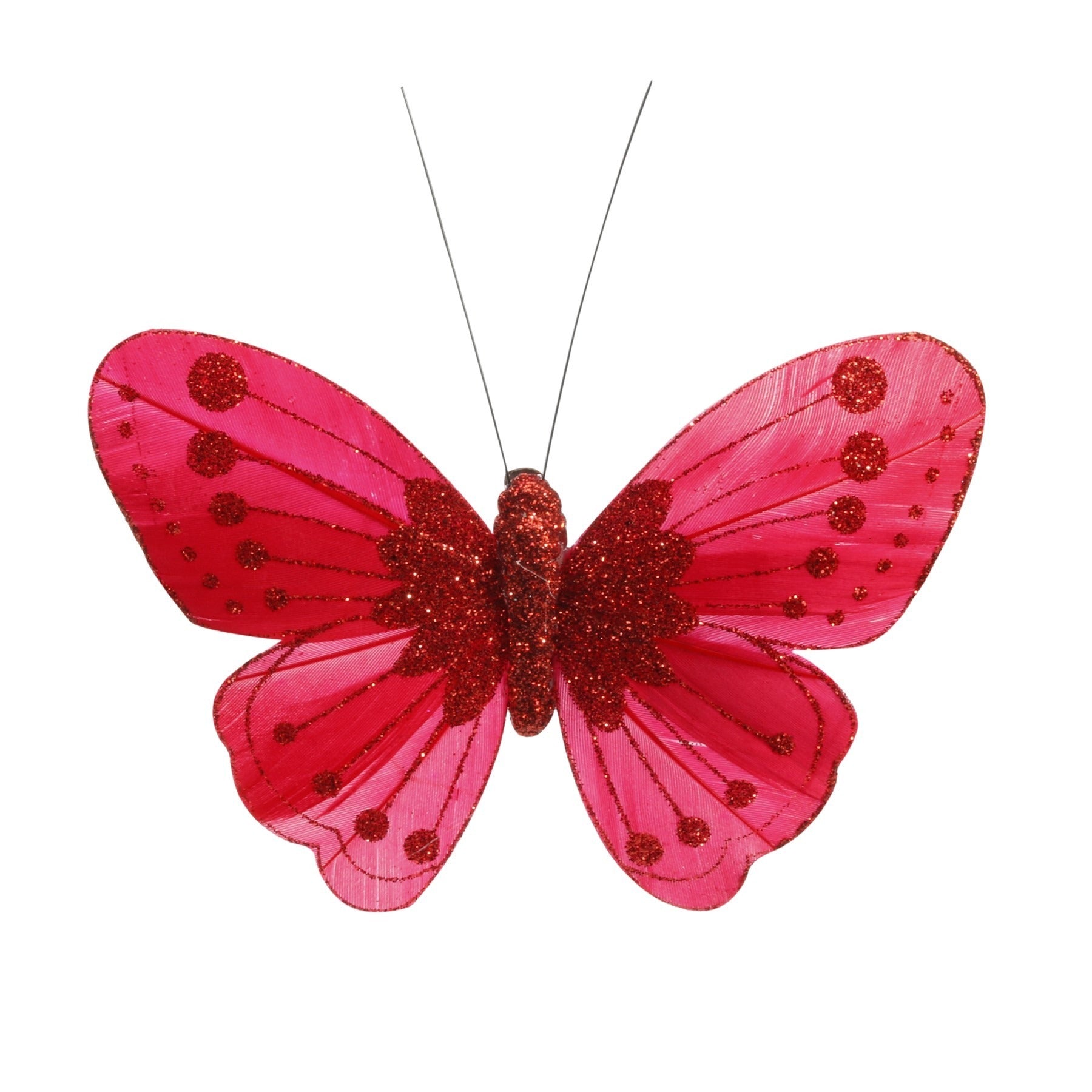 View 115cm Red Feather Glitter Butterfly Pack of 12 information