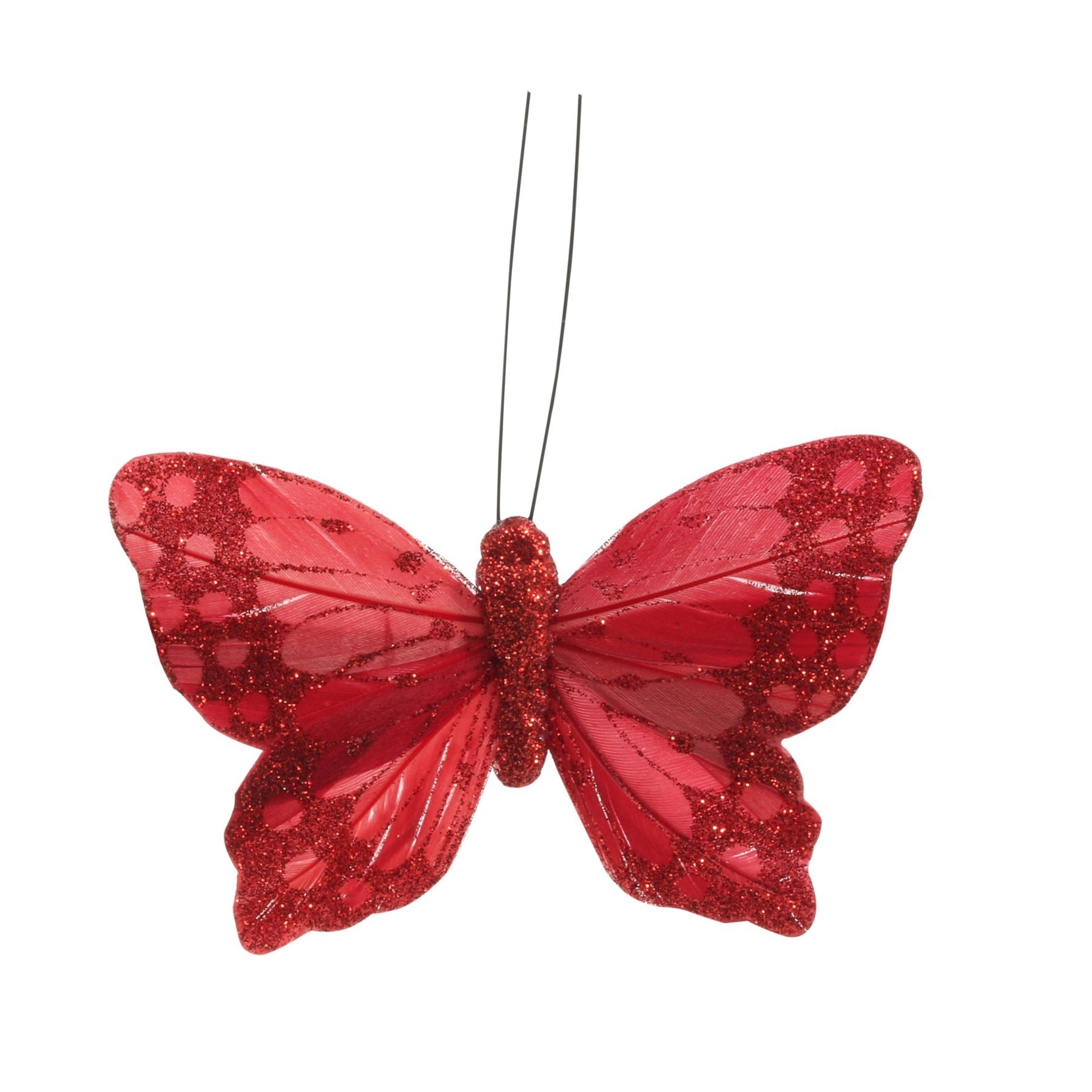 View 9cm Red Feather Glitter Butterfly Pack of 12 information