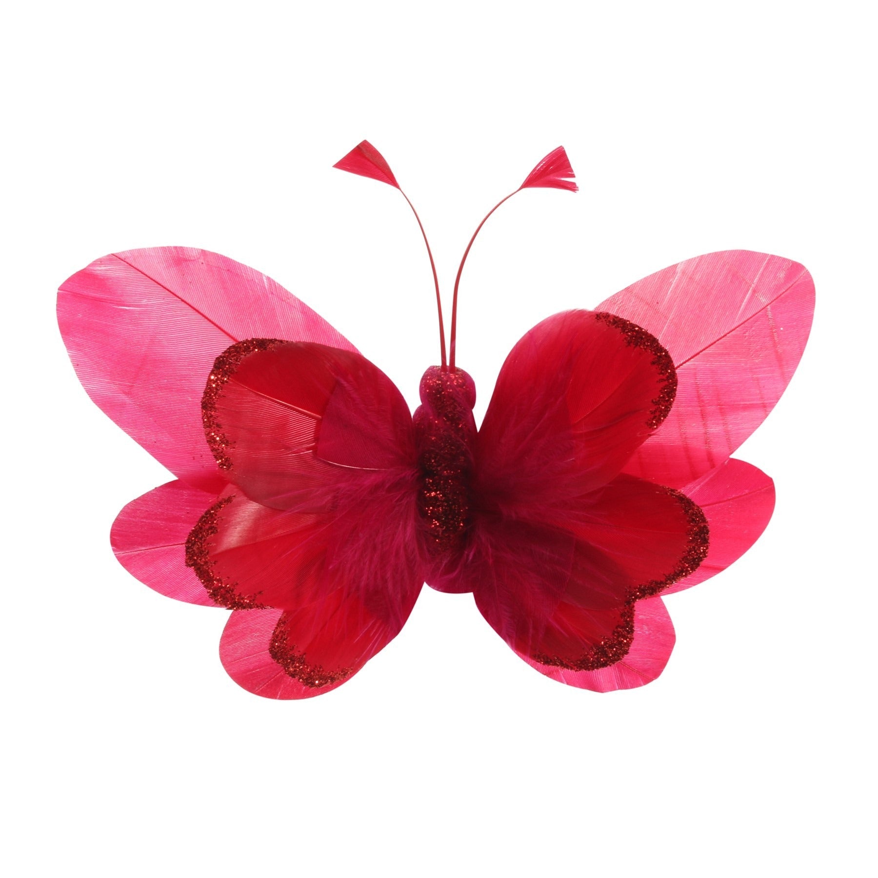 View 14cm Red Feather Glitter Butterfly Pack of 6 information