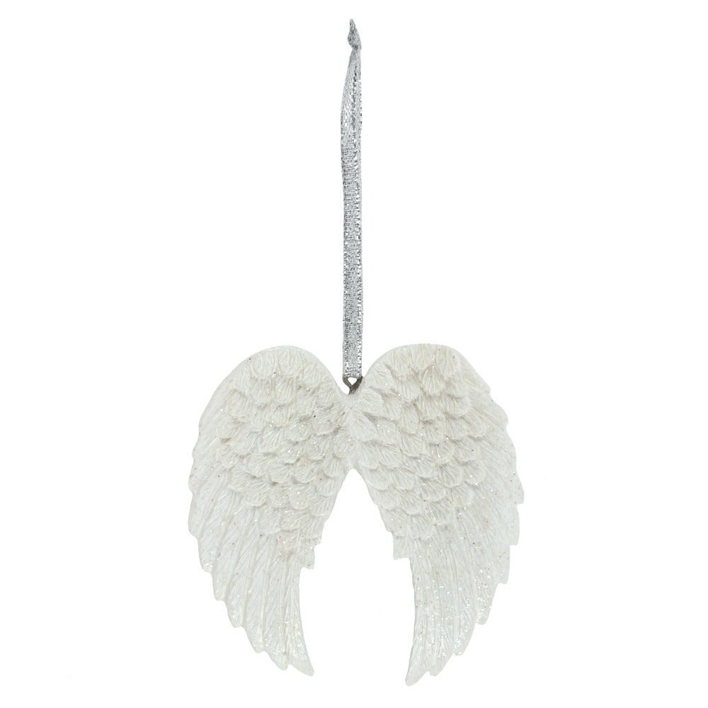 View Double Glitter Angel Wing Hanging Decoration information