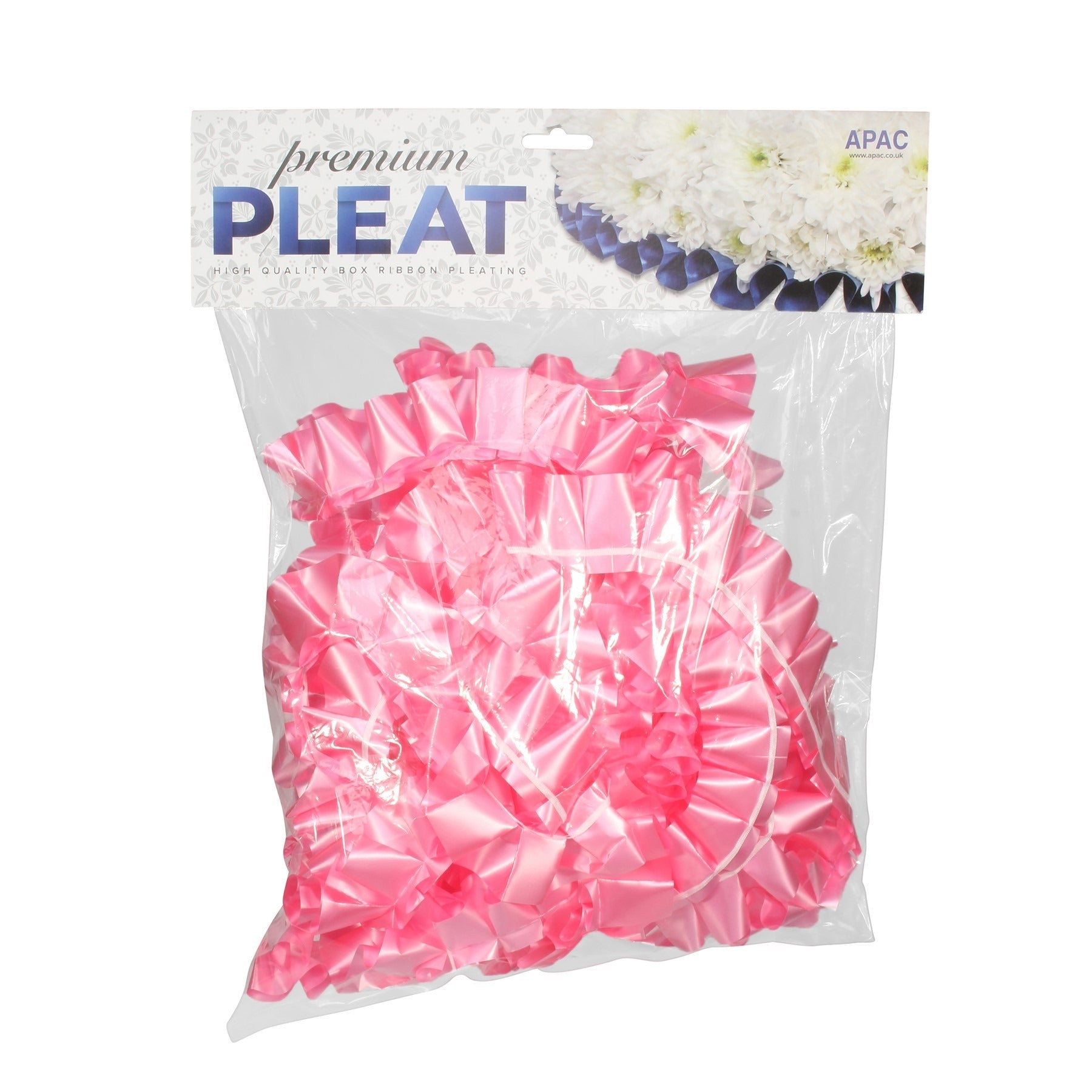 View Premium Baby Pink Pleat Ribbon 50mm x 10m information