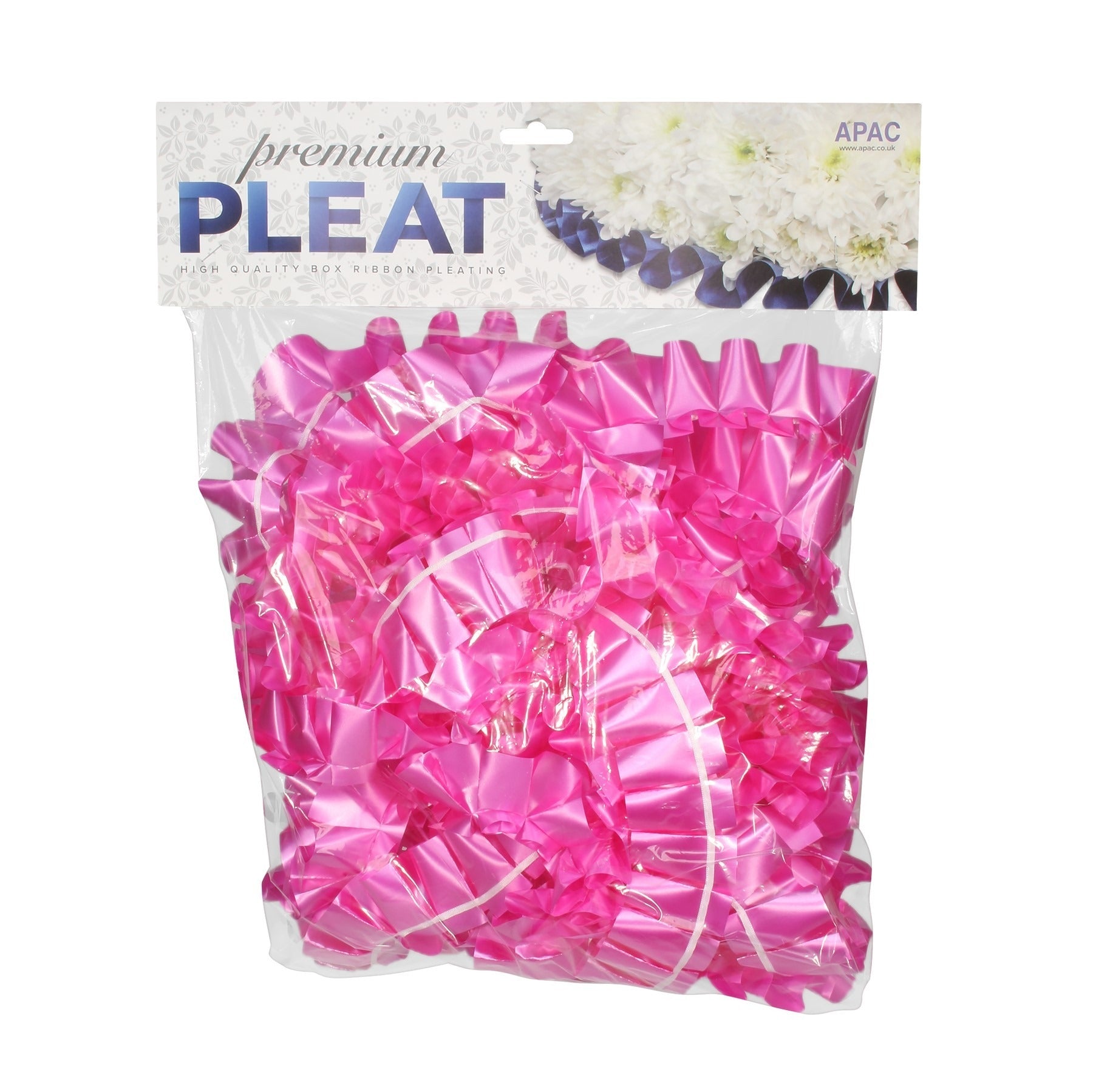 View Premium Cerise Pink Pleat Ribbon 50mm x 10m information