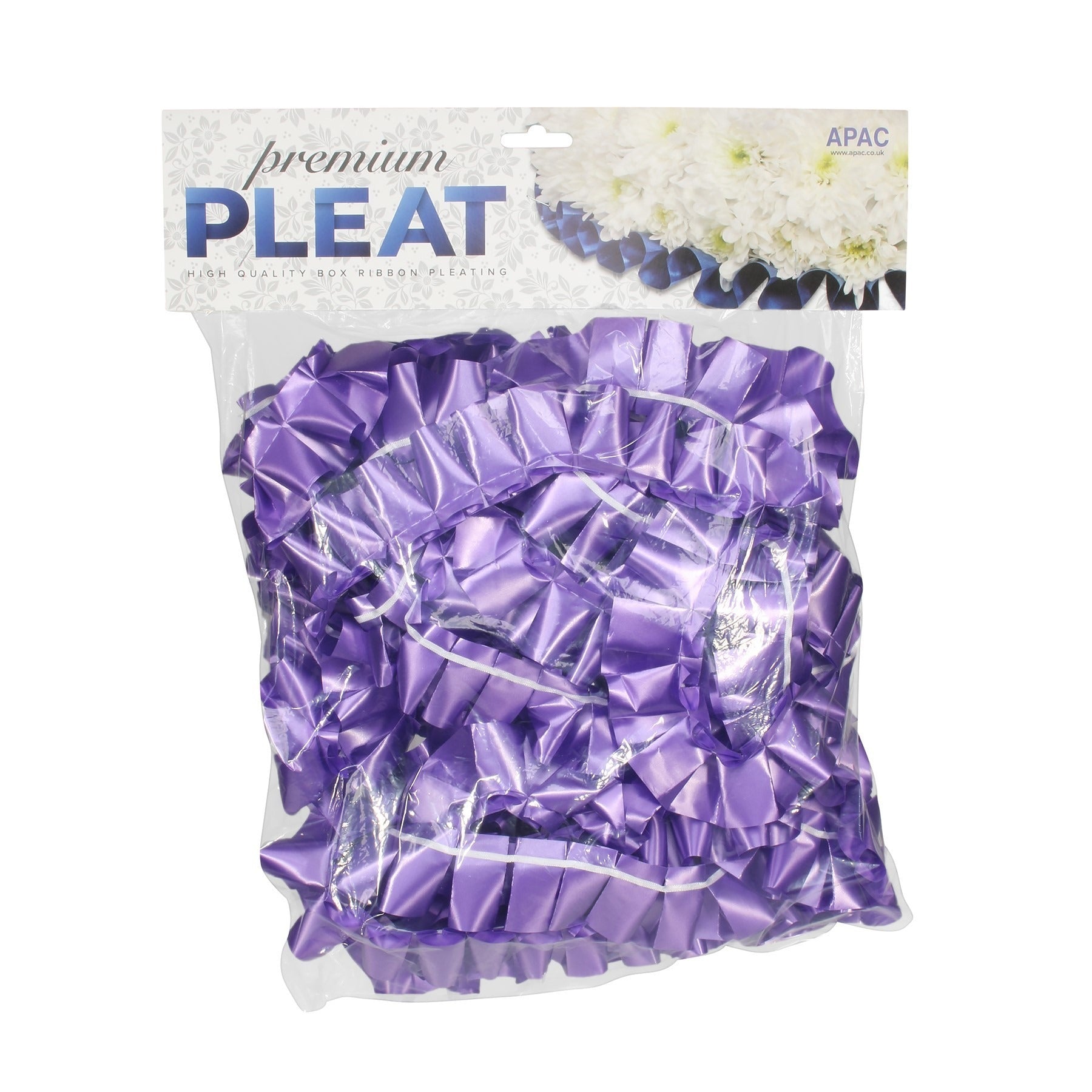 View Premium Purple Pleat Ribbon 50mm x 10m information