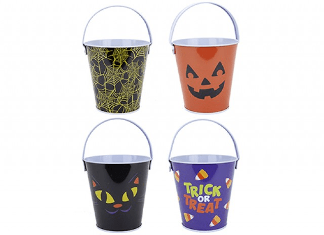 View Printed Halloween Tin Candy Buckets Assorted information