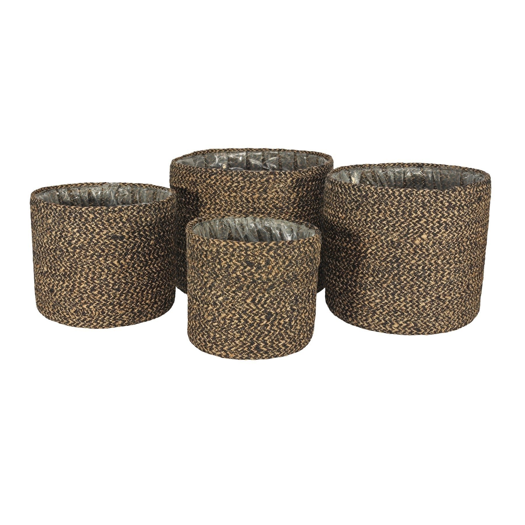 View Set of 4 Jute Braided Rope Basket with Liner information