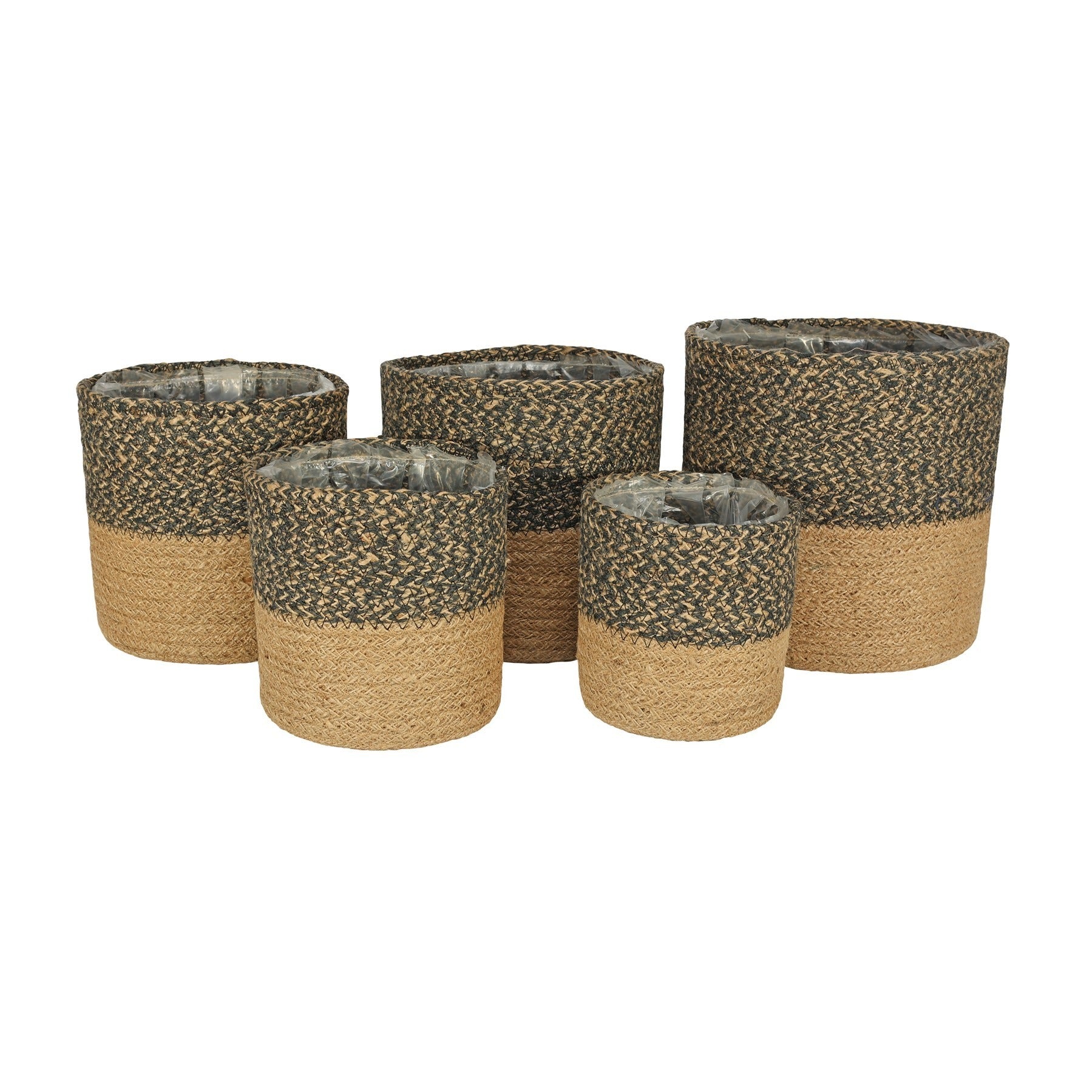 View Set of 5 Jute Basket with Liner Two Tone information