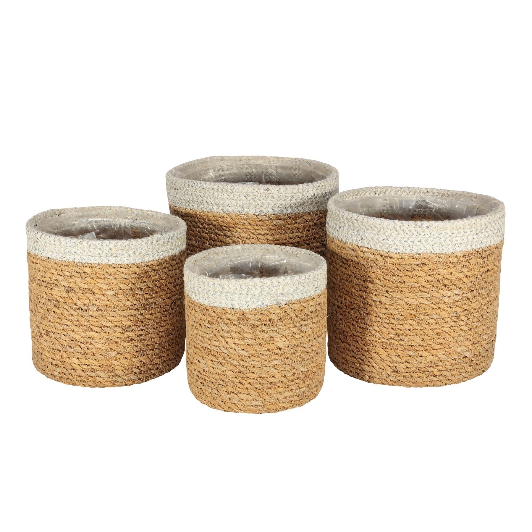 View Set of 4 Hogla Baskets with Liner Natural Silver information