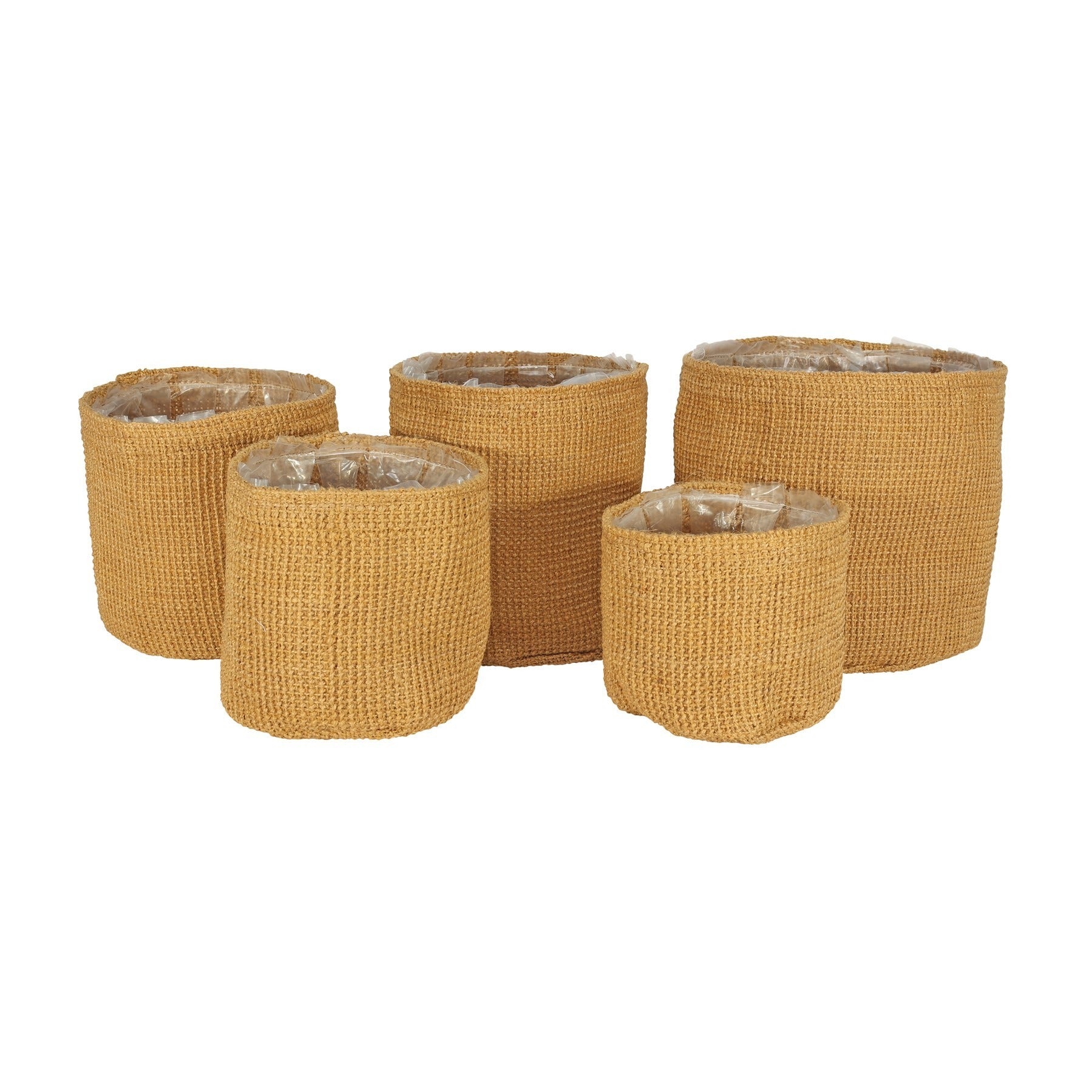 View Set of 5 Jute Nursery Pots with Liner Natural information