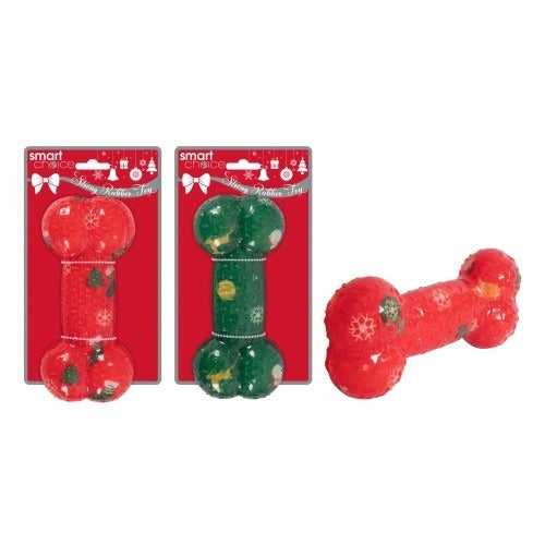 View Assorted Rubber Printed Dog Bone Toy 17cm information