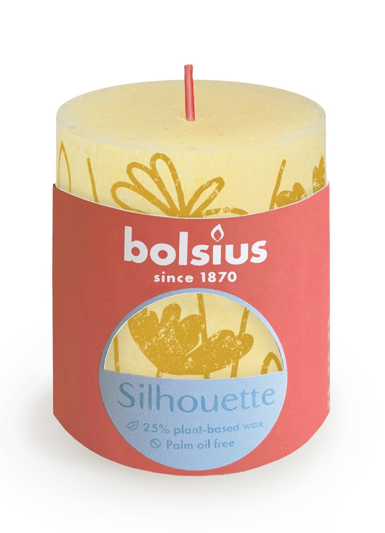 View Butter Yellow Bolsius Rustic Silhouette Pillar Candle 80 x 68mm information
