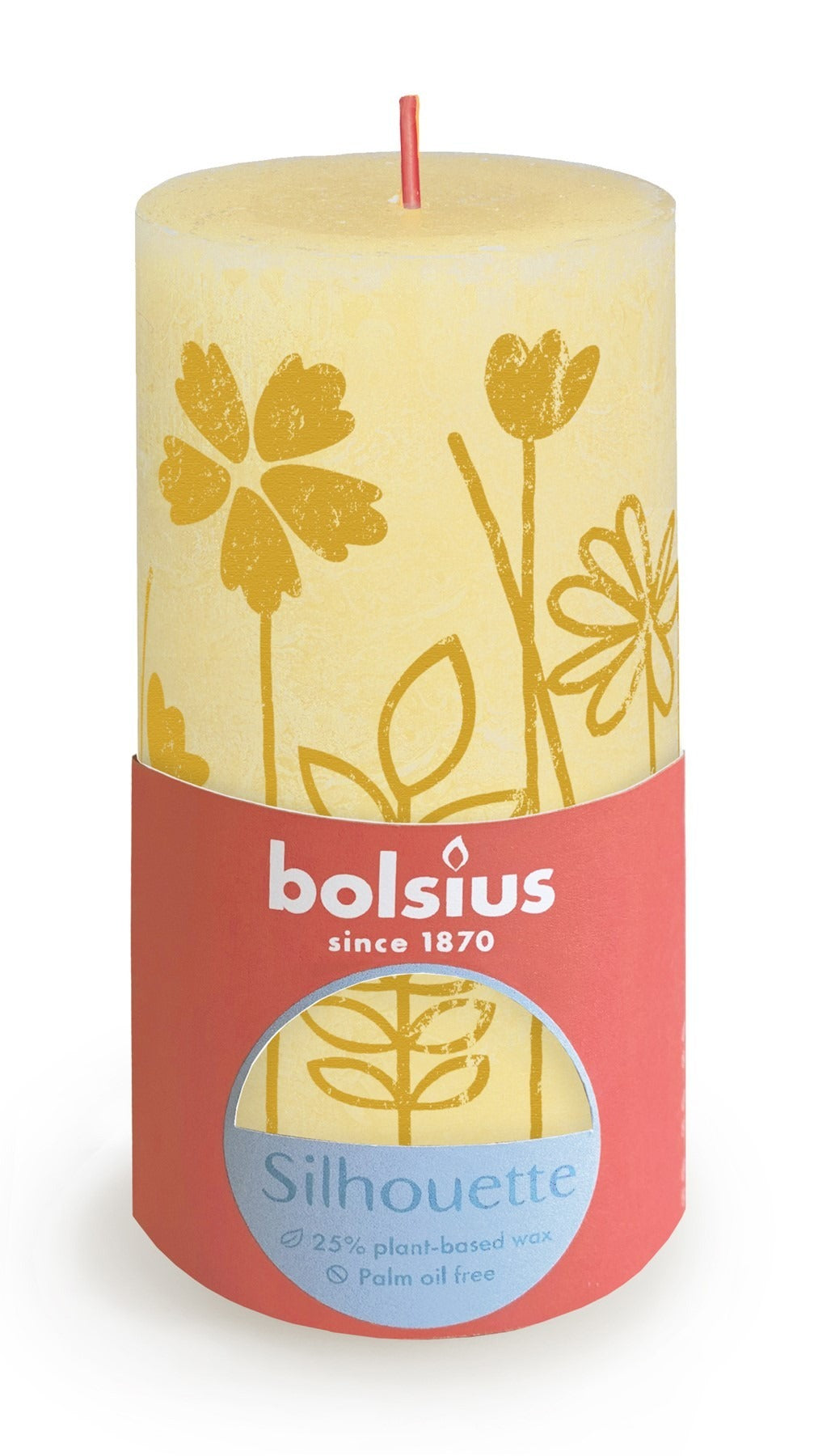 View Butter Yellow Bolsius Rustic Silhouette Pillar Candle 130 x 68mm information
