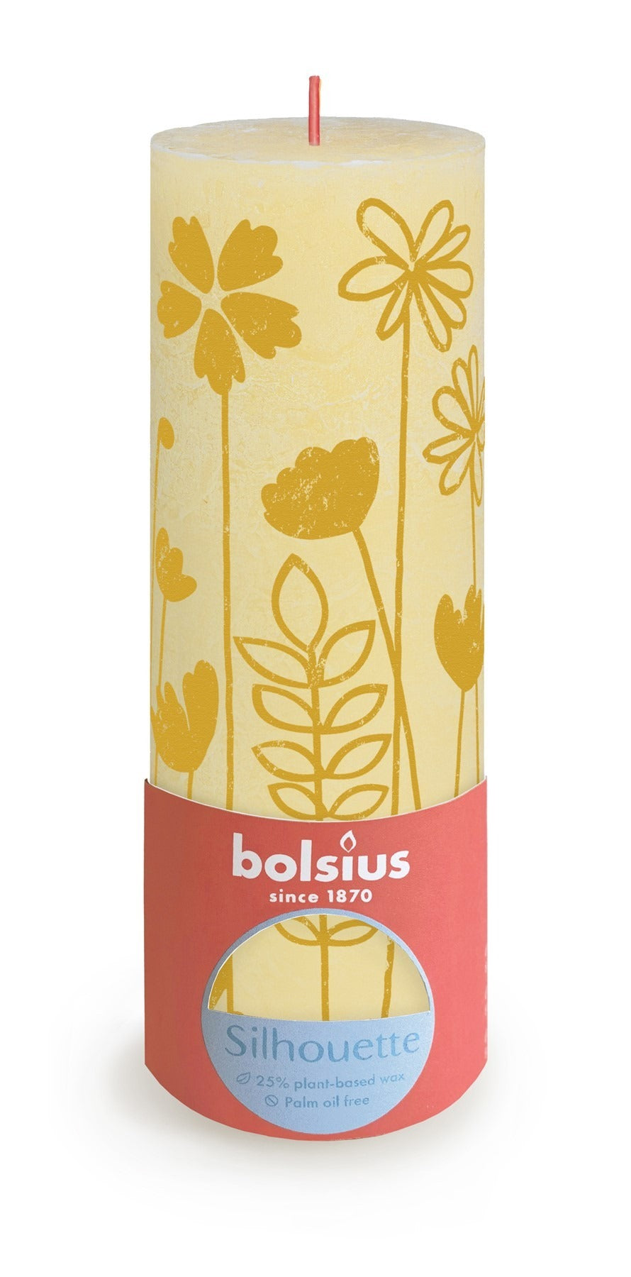 View Butter Yellow Bolsius Rustic Silhouette Pillar Candle 190 x 68mm information