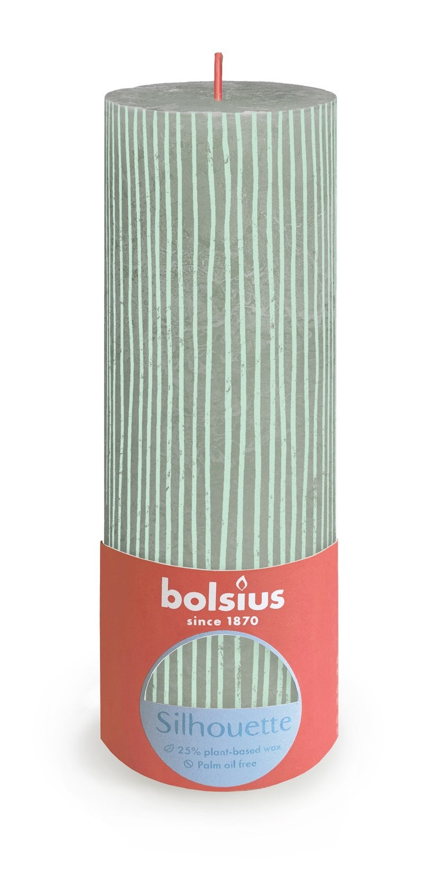View Jade Green Bolsius Rustic Silhouette Pillar Candle 190 x 68mm information