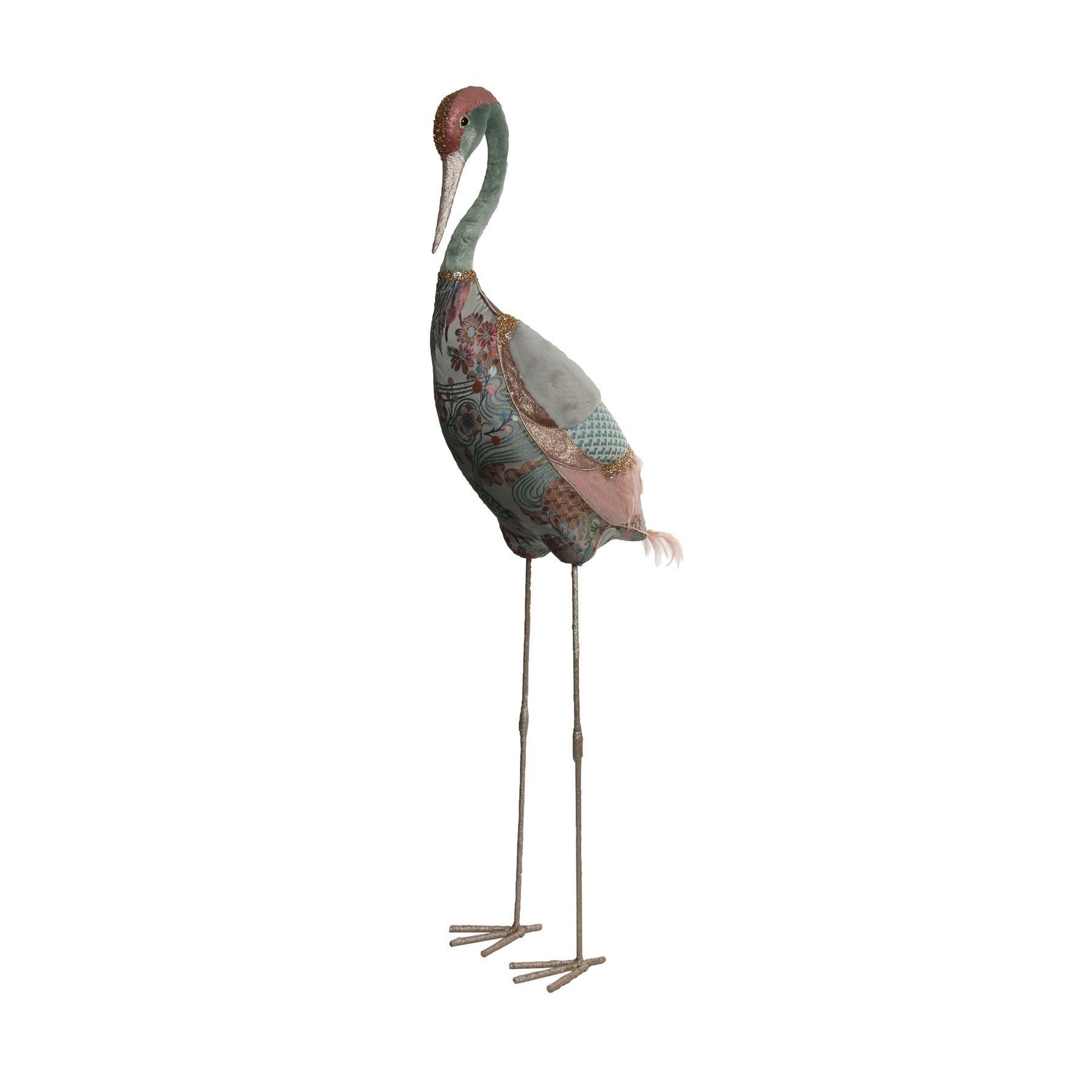 View Sage Green Pink Embroided Crane 148cm information