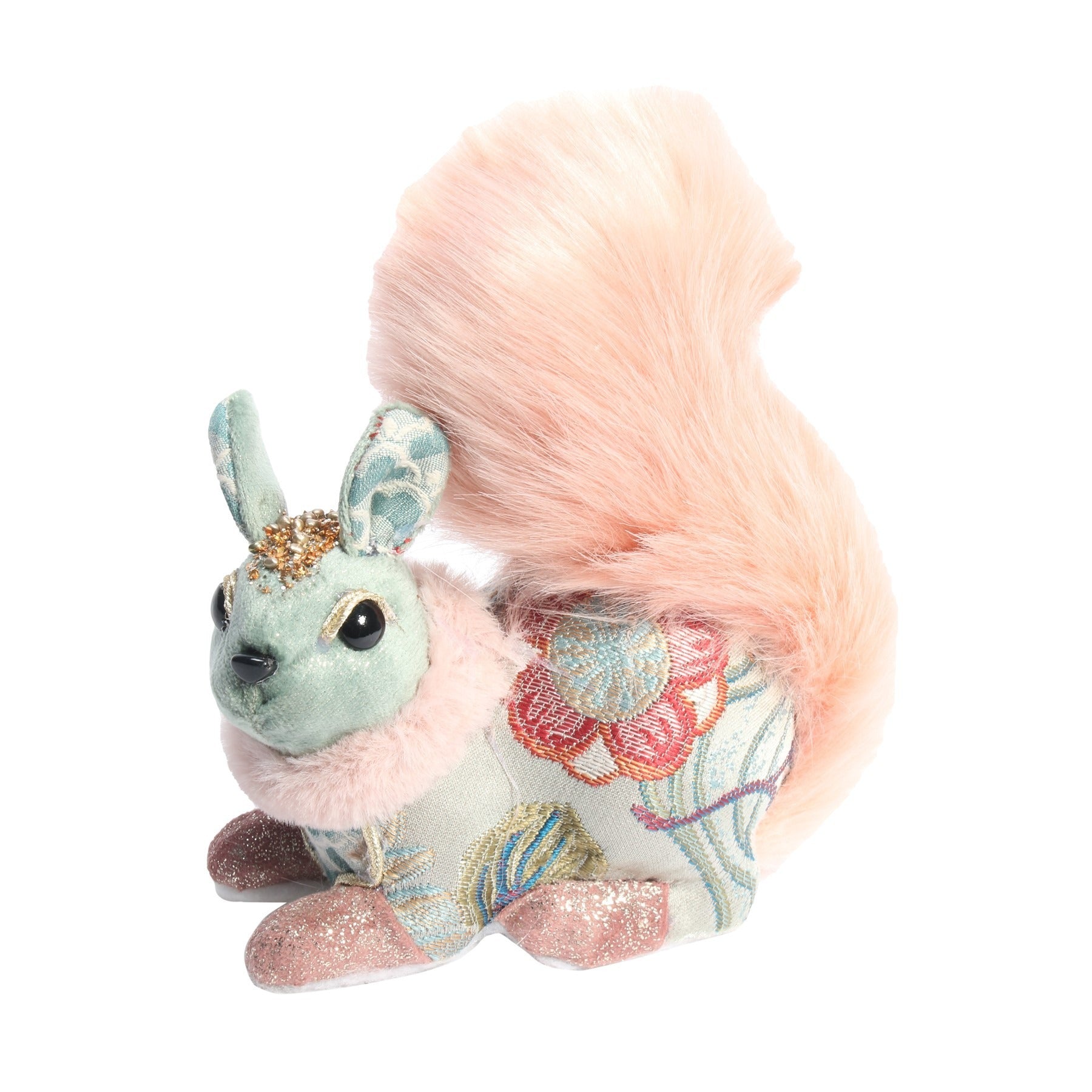 View Sage Green Pink Embroidered Squirrel 16cm 35cm information