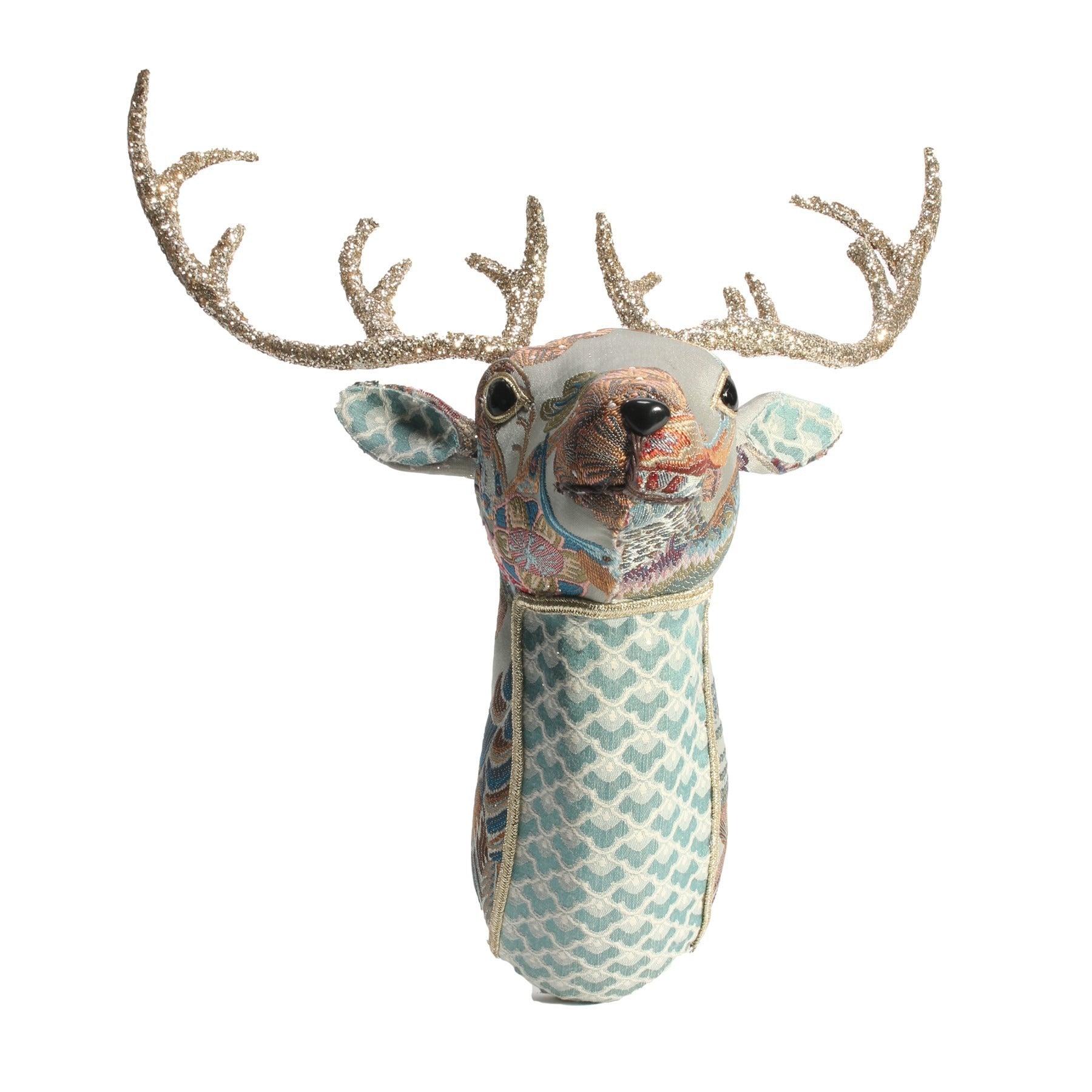 View Sage Green Pink Embroidered Deer Head 42 cm information