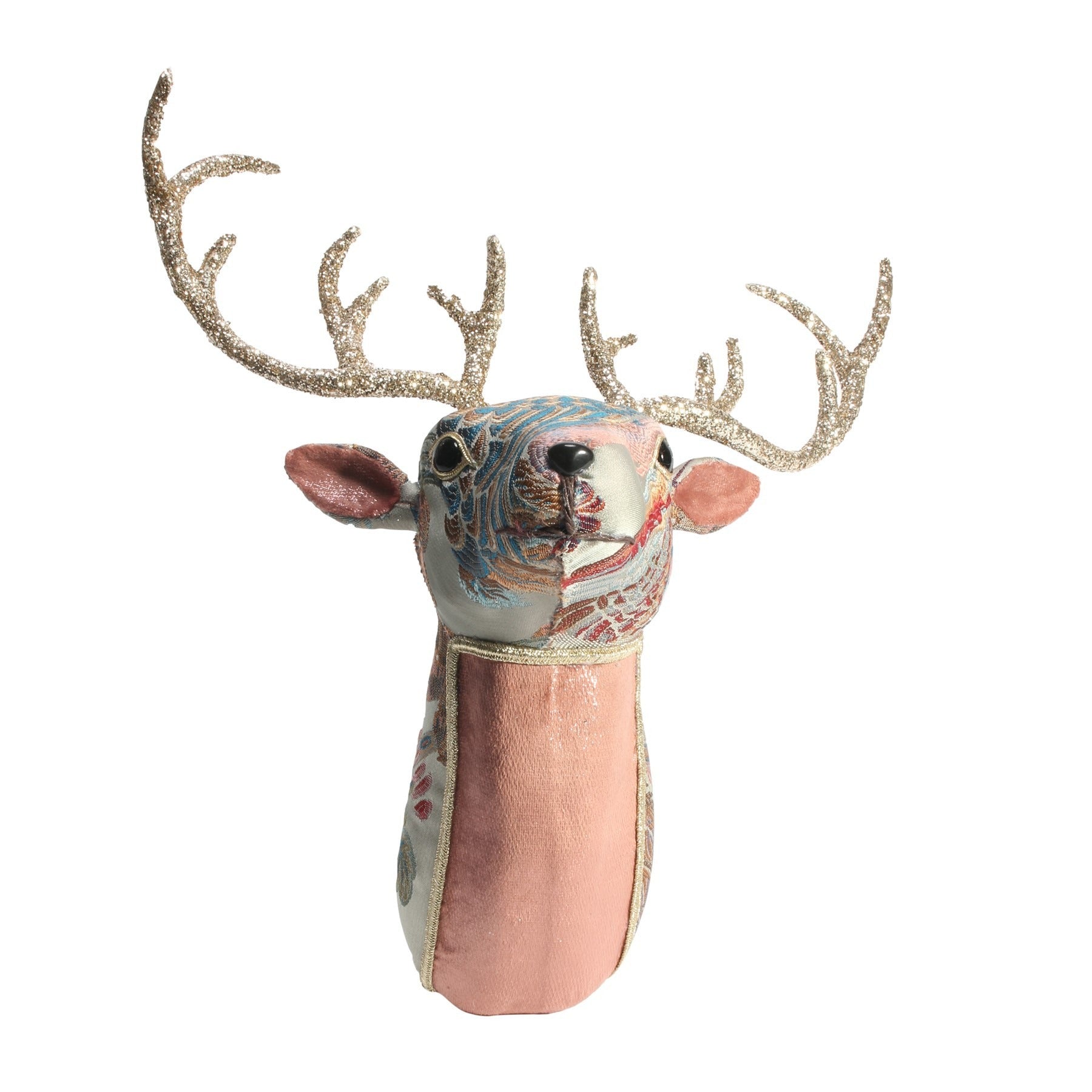 View Sage Green Pink Embroidered Deer Head 175cm information