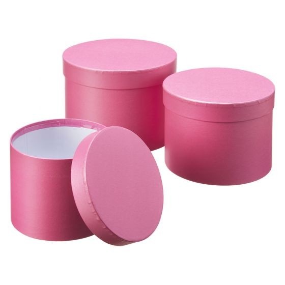 View Bright Pink Symphony Hat Boxes Set of 3 information
