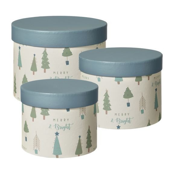 View Frosted Pastel Pine Hat Boxes Set of 3 information
