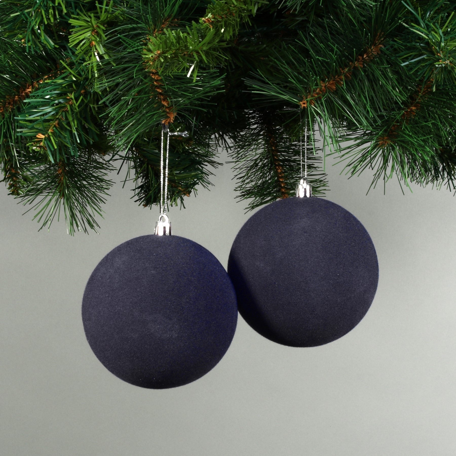 View 10cm Midnight Blue Velvet Baubles Set of 4 information