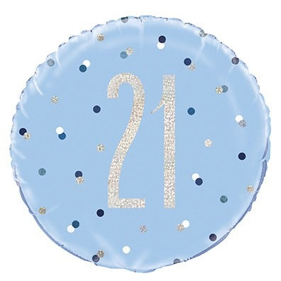 View Blue and Silver Prismatic 21st Birthday Foil Balloon 18 Inch information