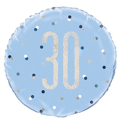 View Blue and Silver Prismatic 30th Birthday Foil Balloon 18 Inch information