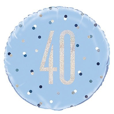 View Blue and Silver Prismatic 40th Birthday Foil Balloon 18 Inch information