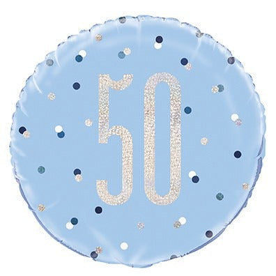 View Blue and Silver Prismatic 50th Birthday Foil Balloon 18 Inch information
