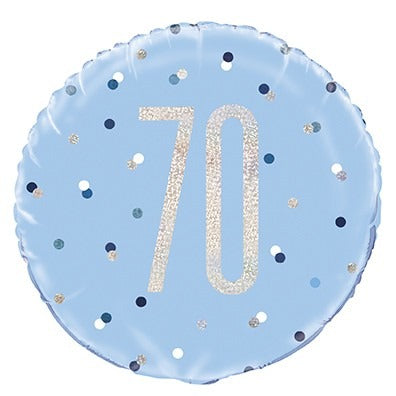 View Blue and Silver Prismatic 70th Birthday Foil Balloon 18 Inch information