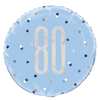 View Blue and Silver Prismatic 80th Birthday Foil Balloon 18 Inch information