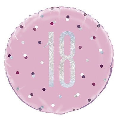 View Pink and Silver Prismatic 18th Birthday Foil Balloon 18 Inch information