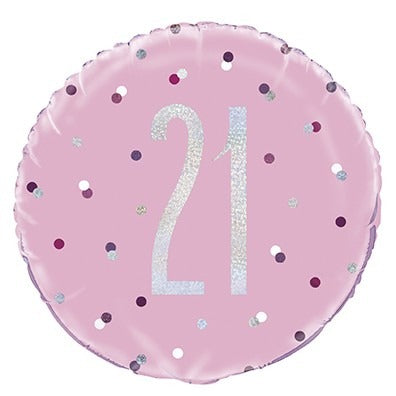 View Pink and Silver Prismatic 21st Birthday Foil Balloon 18 Inch information