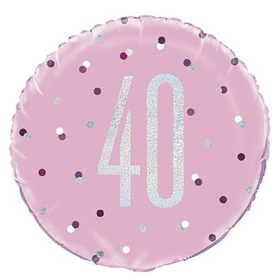 View Pink and Silver Prismatic 40th Birthday Foil Balloon 18 Inch information