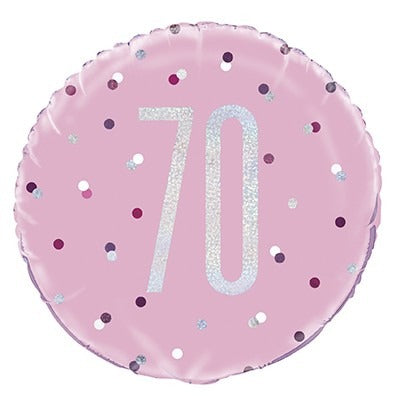 View Pink and Silver Prismatic 70th Birthday Foil Balloon 18 Inch information