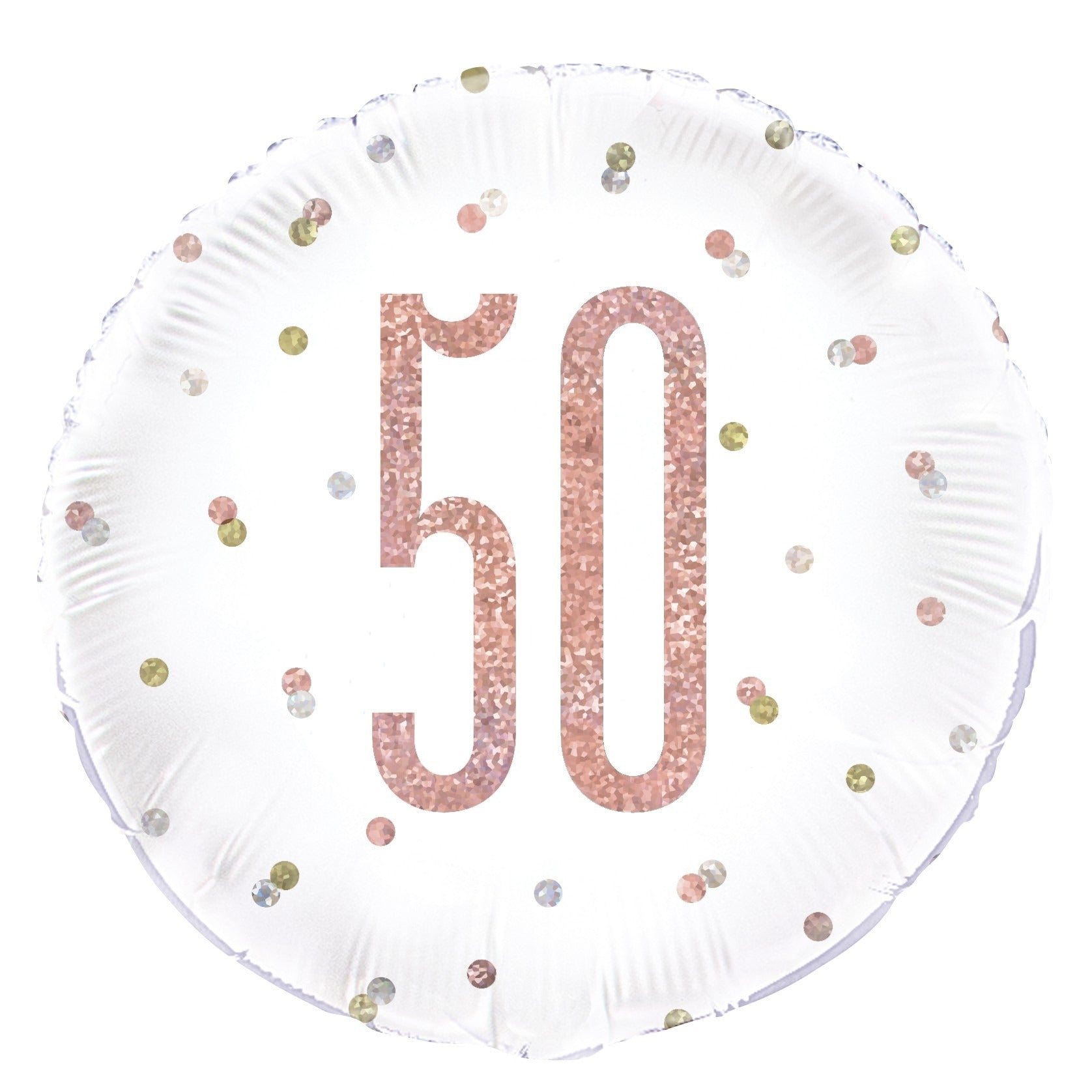 View Rose Gold and White Prismatic 50th Foil Balloon 18 Inch information