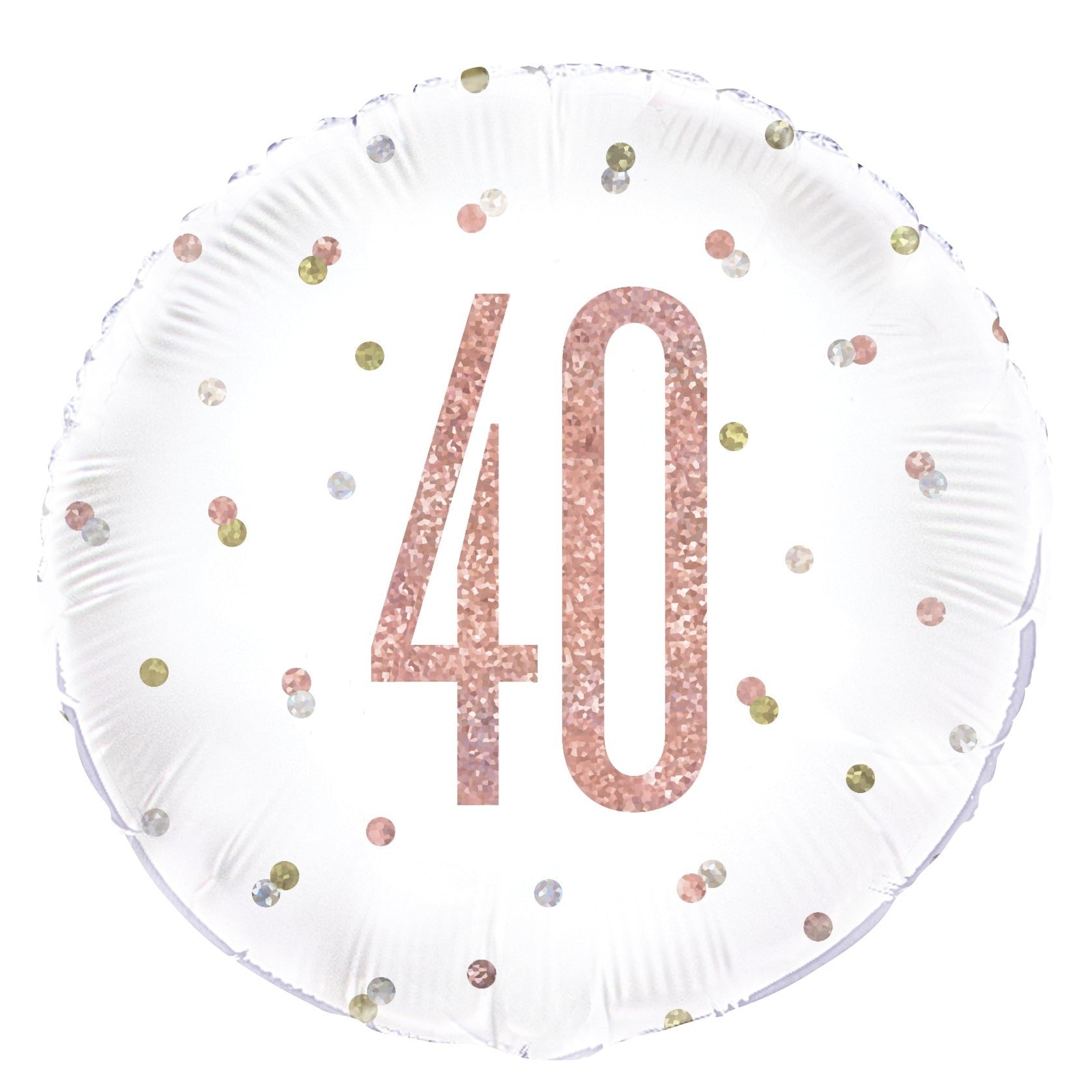 View Rose Gold and White Prismatic 40th Foil Balloon 18 Inch information