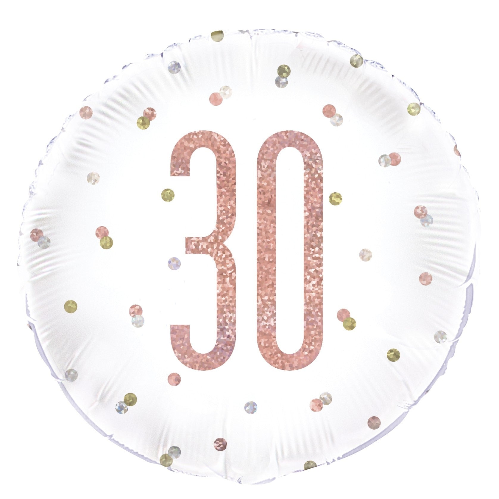 View Rose Gold and White Prismatic 30th Foil Balloon 18 Inch information