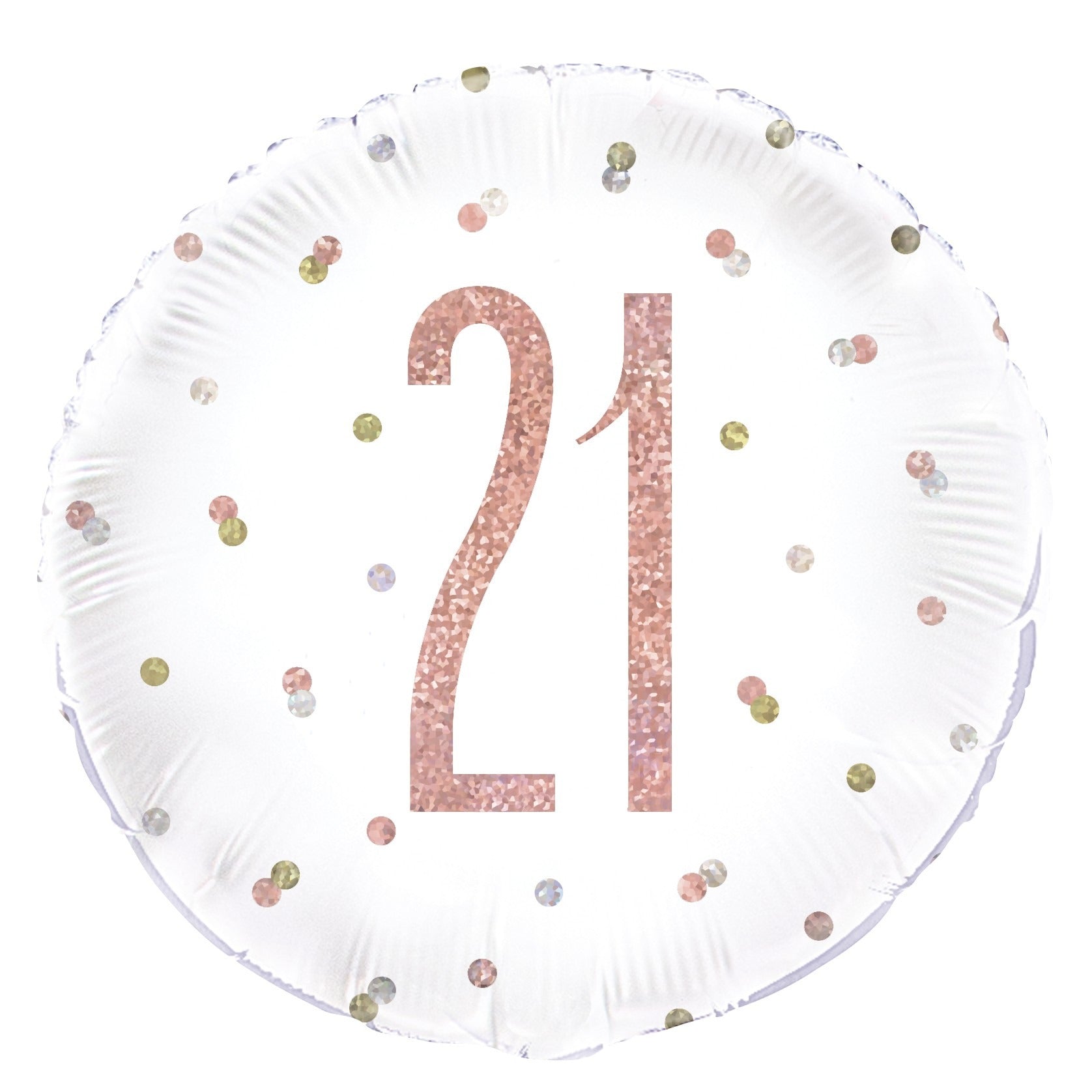 View Rose Gold and White Prismatic 21st Foil Balloon 18 Inch  information